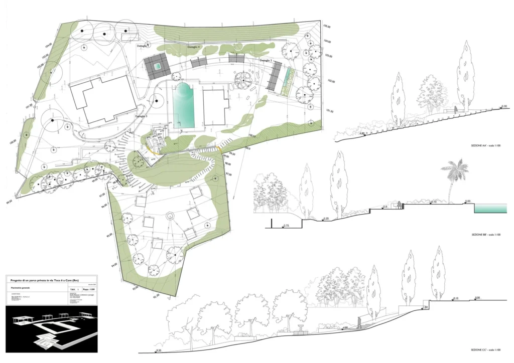 Progetto di un parco per una residenza speciale per anziani a Cave